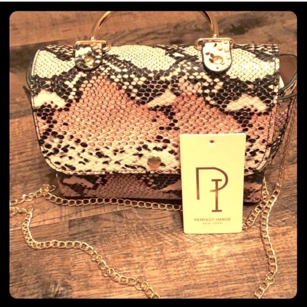 Pink Snakeprint Crossbody Bag